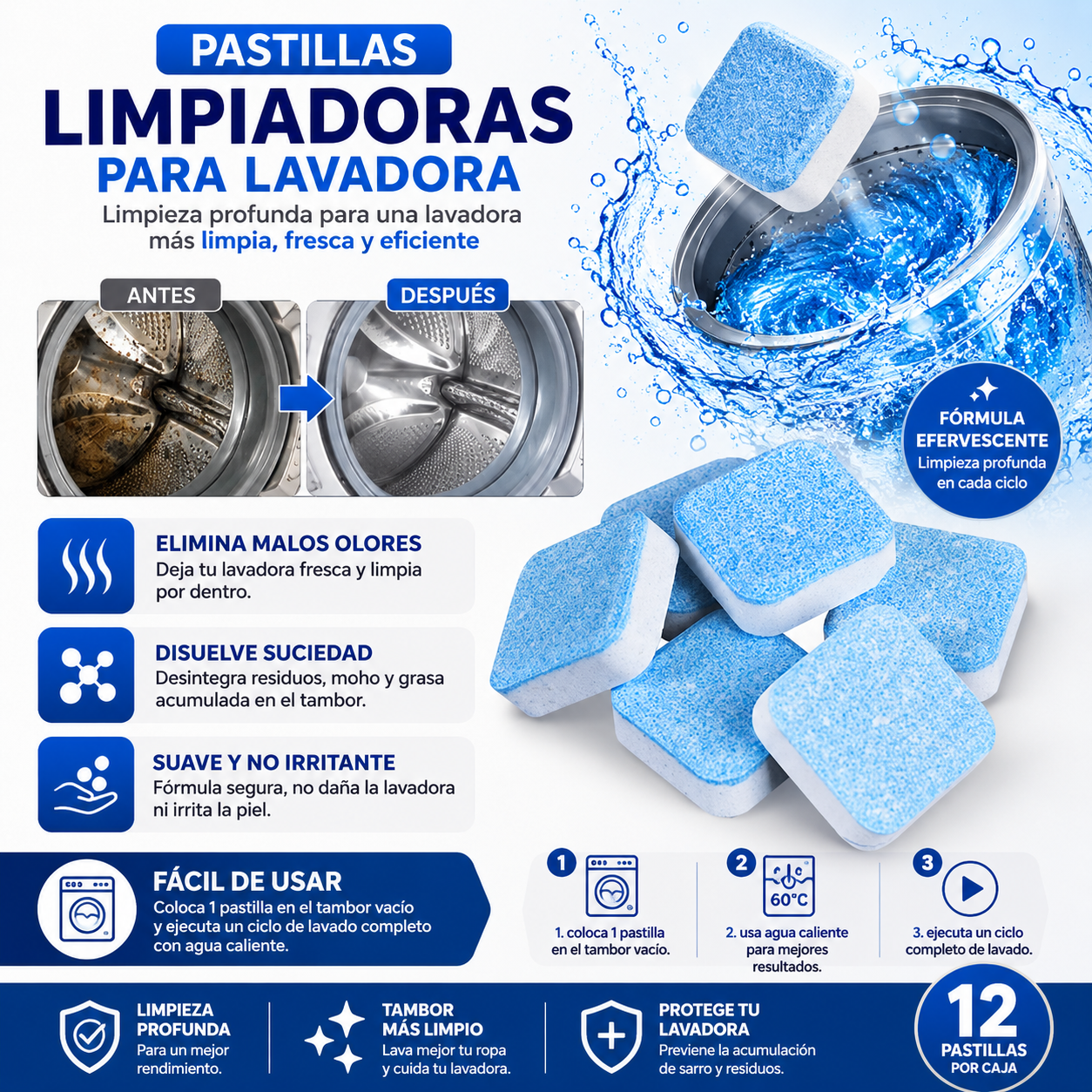 kit pastilla limpieza lavadora