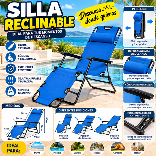 🪑 Silla Reclinable Plegable Azul