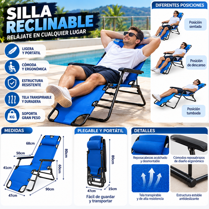 🪑 Silla Reclinable Plegable Azul