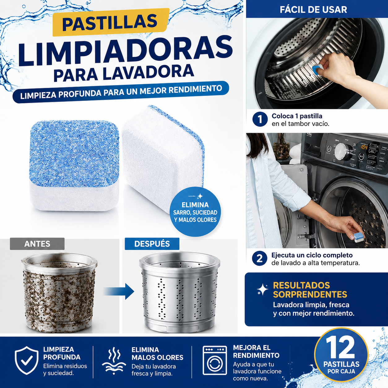kit pastilla limpieza lavadora