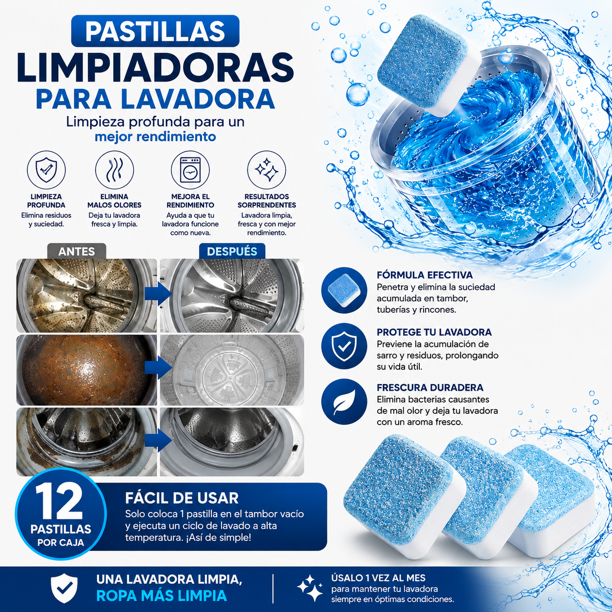 kit pastilla limpieza lavadora