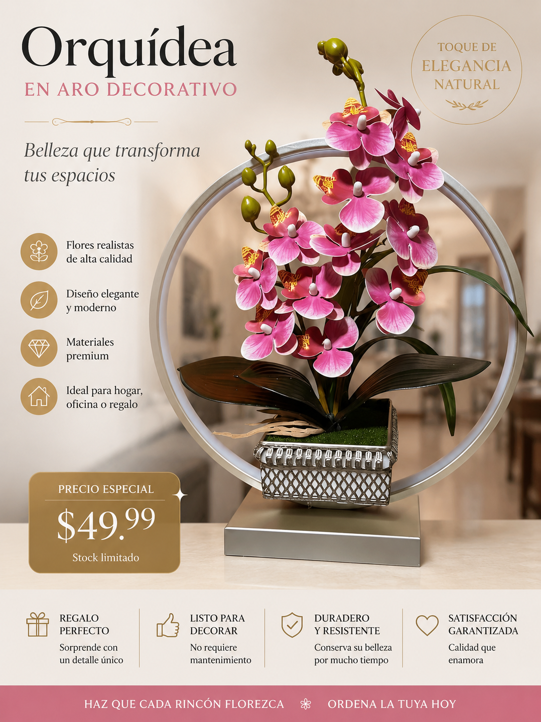 Lámpara LED con Arreglo Floral