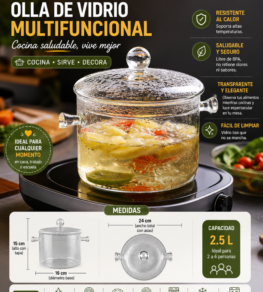 OLLA DE VIDRIO PREMIUM