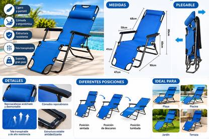 🪑 Silla Reclinable Plegable Azul